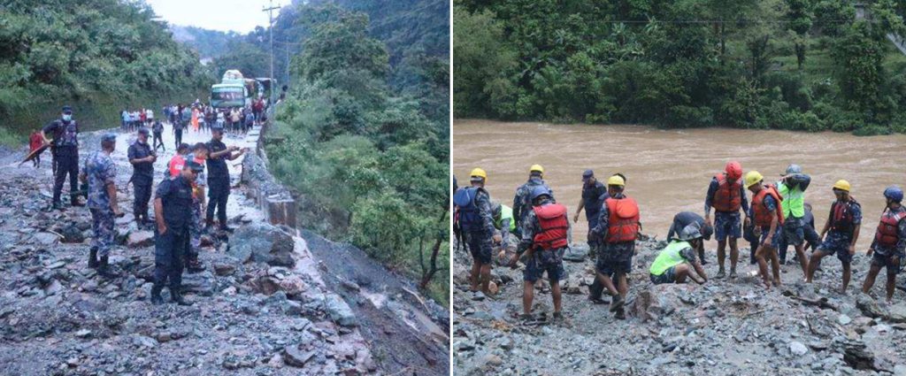 सिमलताल पहिरोमा हराएका बस खोज्न गण्डक ब्यारेजसम्म ३०१ सशस्त्र प्रहरी परिचालन