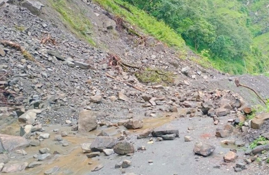 पहिरोका कारण दलदले–डेढगाउँ सडकखण्ड अवरुद्ध