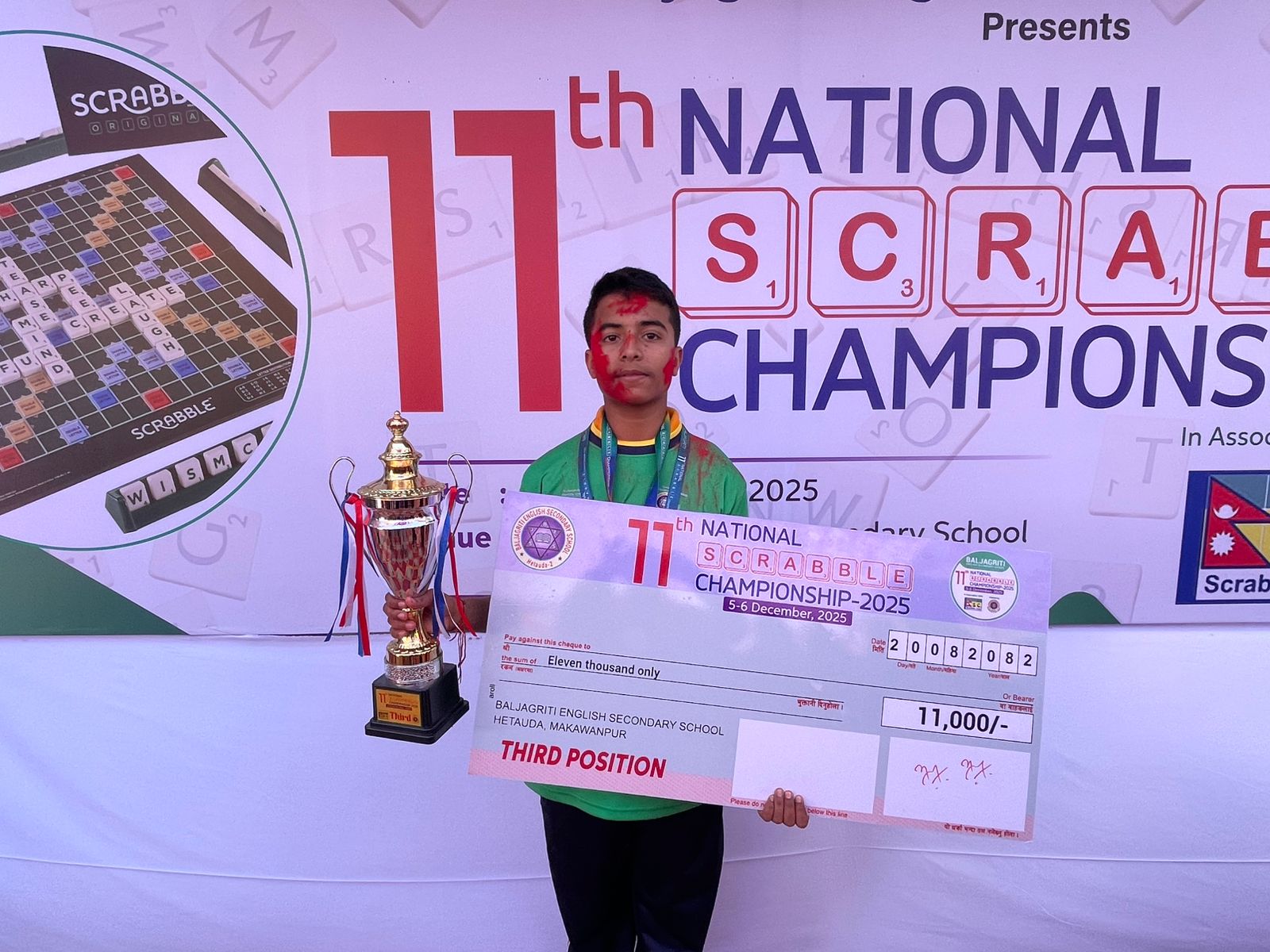 विश्वज्योतिका प्रनिश राष्ट्रिय स्क्राबल च्याम्पियनसिपमा तृतीय , अन्तराष्ट्रियको लागी छनौट